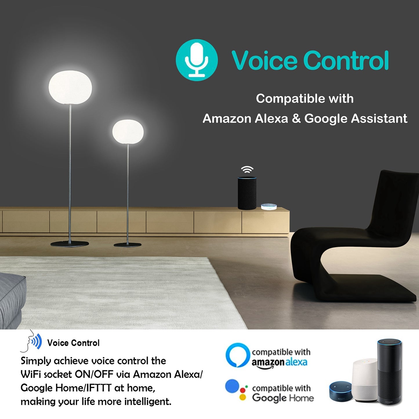 WiFi Smart Plug - Voice Control Compatible with Alexa & Google Home