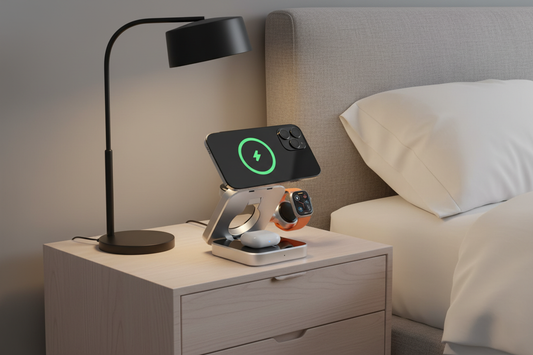 3-in-1 Wireless Charging Station with iPhone, AirPods and Apple Watch